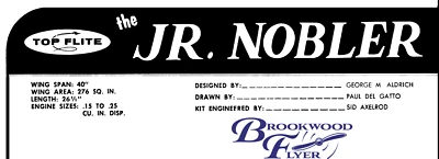 JR NOBLER PLANS + PARTS PATTERNS to Build 40" Model Airplane - Image 1 of 4