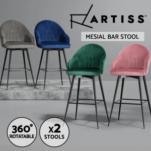Artiss Bar Stools Kitchen Stool Dining Chairs Velvet Chair Barstool Mesial - Picture 1 of 47