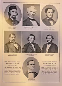 1912 Illustrazione d'epoca Jefferson Davis membri del gabinetto Seddon Benjamin Davis - Foto 1 di 2