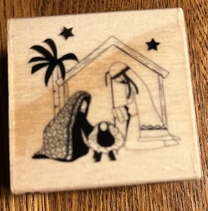 Craftsmart Wooden Stamp NATIVITY SCENE - Picture 1 of 2