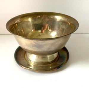 Cuenco pequeño vintage Reed & Barton Paul Revere Design plateado #14 con plato - Imagen 1 de 6