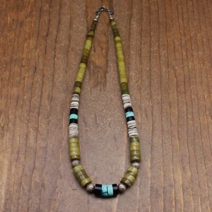 Vintage Multicolor Heishi Necklace with Silver Beads - Picture 1 of 5