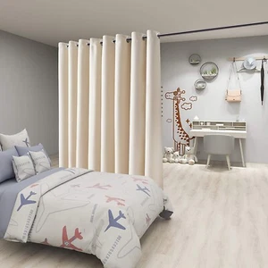 Room Divider Curtain, 15 ft x 9 ft, Beige – Blackout Curtain for Bedroom - Picture 1 of 8