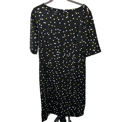 Vestido Alfani a lunares para mujer 12 manga corta línea A vestido negro ropa de trabajo Foto 1 de 4