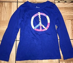 Girls Kids Circo Size 6/6x Long Sleeve Dark Blue Peace Sign Tshirt - Picture 1 of 1