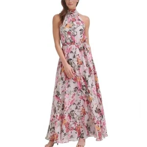 NWT Eliza J Floral Print Halter Neck Maxi Dress Bow Back Size 0 retail $168 - Picture 1 of 15
