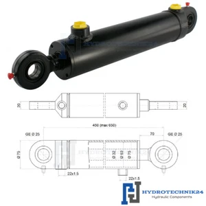 Hydraulikzylinder Doppelwirkend DW Zylinder 63/32 200 Hub mit Gelenkaugen 25mm - Bild 1 von 3