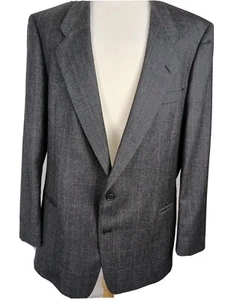 pierre cardin VTG Men's Sz 46L Charcoal Gray Striped 100% Wool Sport Coat B41 - Picture 1 of 12