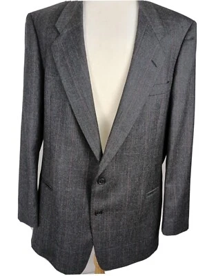 pierre cardin VTG Men's Sz 46L Charcoal Gray Striped 100% Wool Sport Coat B41 - Image 1 of 4