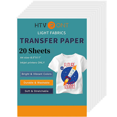 20x A4 T Shirt Heat Transfer Paper Iron-On White & Light Color Inkjet Printer • 12.34$