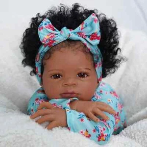 Muñeca bebé afroamericana Lanny piel negra bebé renacido acabado recién nacido coleccionar - Imagen 1 de 5