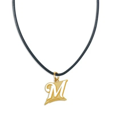 MLB MILWAUKEE BREWERS LEATHER ROPE NECKLACE NEW - Image 1 of 3