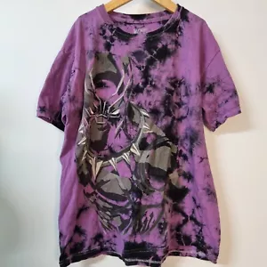 Y2k Black Panther T Shirt Purple Tie Dye Marvel Short Sleeve Tee Kids Youth Sz L - Picture 1 of 5