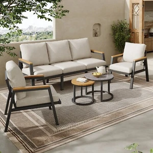 Lounge Sitzgruppe Wetterfest Gartenmöbel Set aus Metall für den Garten, Balkon - Bild 1 von 12