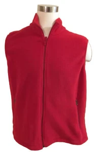 Lands End Full Zip Vest Men Large L Polyester Fleece Windbreaker 2 Pocket Red - Picture 1 of 8