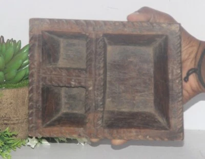 Utensilios de cocina tribales antiguos de madera tallados a mano de la década de 1850 para comer/especiar 8592 Foto 1 de 4