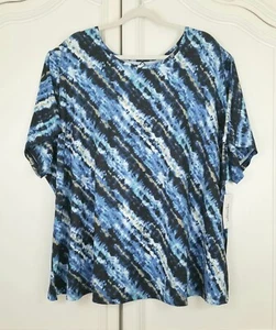 Swimsuits For All Blue Black Abstract Short Sleeve Swim Tee Womens 4X 34/36 NWT - Picture 1 of 5