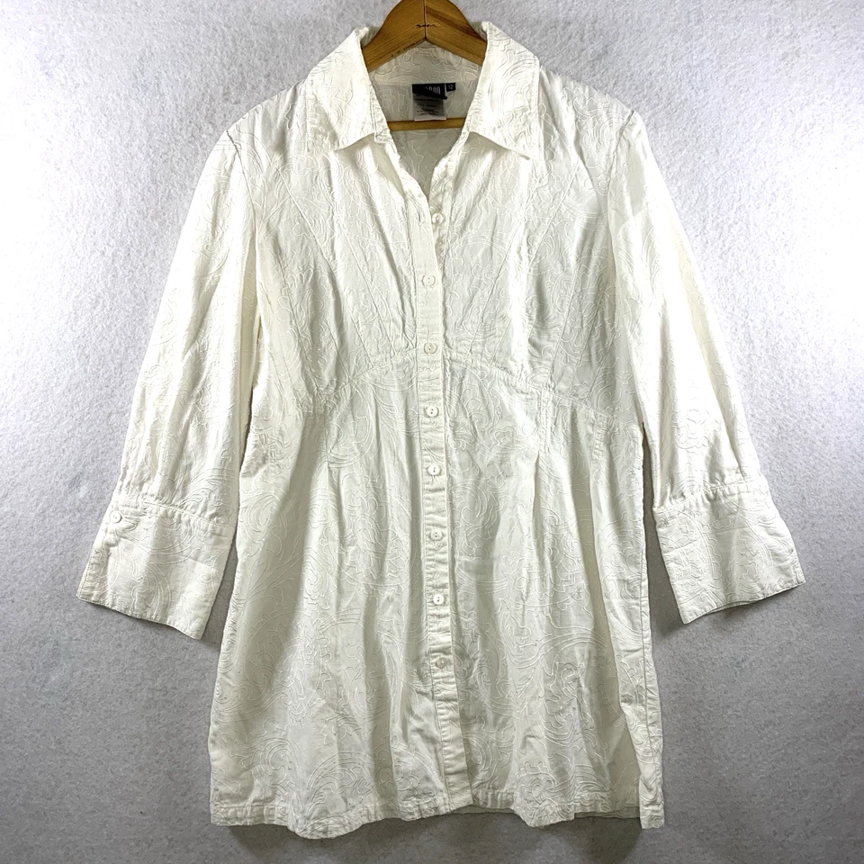 Top túnica boho boho costero bordado con botones palangre para mujer talla 12 Foto 1 de 4