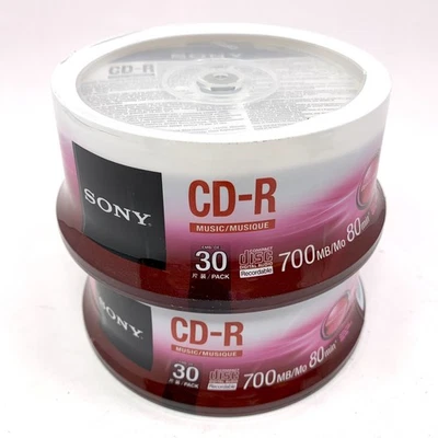 Lote de 2 discos en blanco de audio digital Sony CD-R Music 30 Pack 80 min 700 MB NUEVO Foto 1 de 4