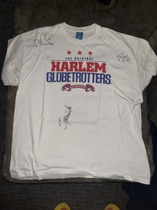 Authentic Harlem 🌎 Globetrotters🏀Autographed X7players White Mens Vtg XL Shirt - Picture 1 of 15