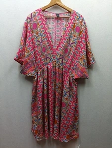 SHEIN Multicolor Striped Boho V-Neck Short Sleeve Knee Length Dress Size 4XL - Picture 1 of 6
