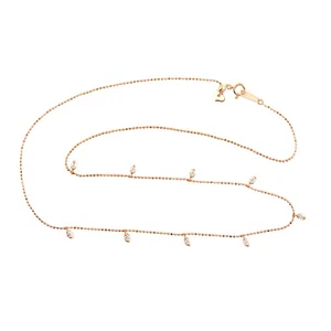 18K Rose Gold Diamond Station Necklace Minimalist Everyday Jewelry Gift For Her - Picture 1 of 6