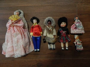 Mixed Vintage Dolls(6)Eskimo-Senorita-Oriental-Guard-Sweden/Hong Kong & Belgium - Picture 1 of 8