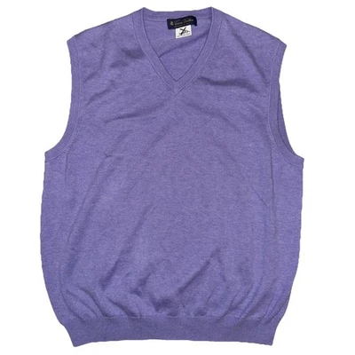 Brooks Brothers Vest Men Purple Pullover Sz M Cotton Vneck Knit Office Old Money - Image 1 of 4