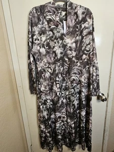 NWT Soft Surroundings Naima Long Sleeve Marble Print Maxi Dress 1X - Picture 1 of 6