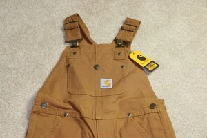 Carhartt Youth Boys Duck Washed Bib Overall Double Knee Insulated Size 7 OX8603 - Picture 1 of 13