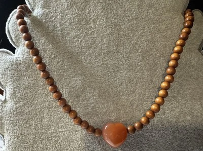 Collar de cuentas redondas de sándalo natural de 6 mm nanhong ágata 16,5"" plata 925 nueva Foto 1 de 4