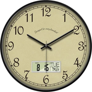 SCAOGE Retro Analog Wall Clock with Date Temperature Day Vintage Ivory Silent... - Picture 1 of 9