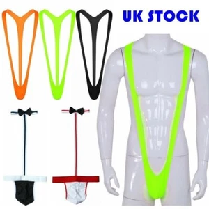 Men's Mankini Thong Swimsuit Underwear Fancy Dress Wrestling Singlet Jumpsuit - Picture 1 of 34