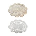 Retro Style Oval Table Place Mat with Hand Crochet Lace Vintage Design