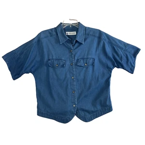 Camicia vintage Marsh Landing donna L western denim morbido con bottoni Hong Kong - Foto 1 di 5