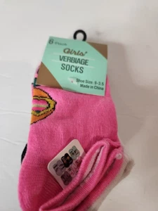 NWT Girls Size 9-3.5 Socks Fun Food Verbiage 6 Pair Low Cut Ankle - Picture 1 of 5