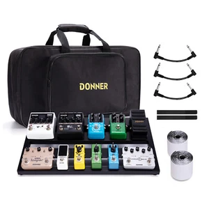 🎸Donner Aluminium Effects Pedal Board 20 x 11 x 4" Pedalboard + Patch Cable Bag - Picture 1 of 15