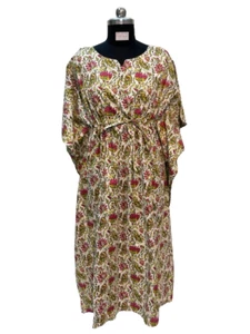 lange Kaftane für indische Frauen Baumwolle Prints rosa und hautfarben freie Größe - Bild 1 von 4