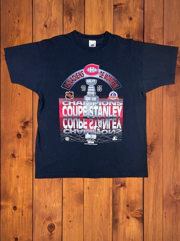 1993 MONTREAL CANADIENS Stanley Cup Champions STARTER Locker Room T-Shirt XL Cover
