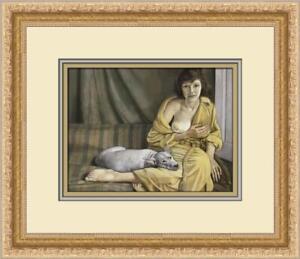 Lucian Freud Lady with a White Dog Custom Framed Print 