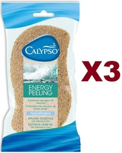3 CALYPSO SPONGE ENERGY PEELING VEGETABLE EXFOLIATING WITH COTTON AND LINEN HYPOALLER. - Picture 1 of 2