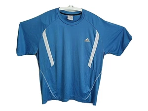 Adidas Mens 2xl Blue White Short Sleeve Golf Basketball Breathable Shirt T-Shirt - Picture 1 of 6