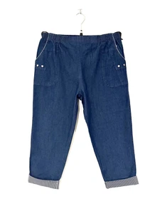 Women's New Stretchy Cotton Cropped 3/4 Capri Trouser - Picture 1 of 6