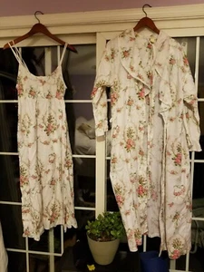 Victoria's secret gown robe set floral 100 cotton size small - Picture 1 of 8
