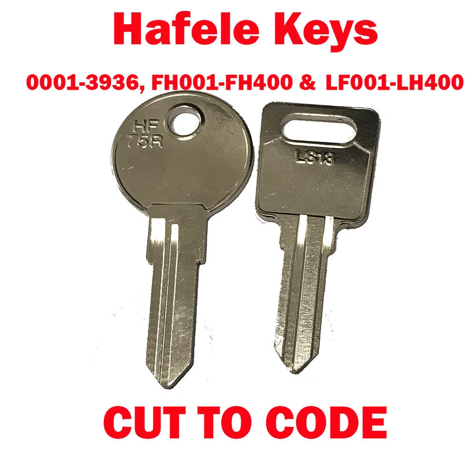 2 x Replacement Hafele Keys Cut to Code - Lockers, Filing Cabinets & Desks
