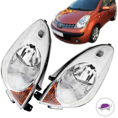 Nissan Note E11 phares Gauche Droite Set H4 05-09 verre Clair Chrome + clignot. - Photo 1/2