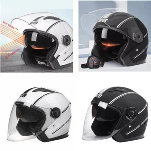 Open Face Helmet Motorcycle Double Lens Flip Up Dual Visor Man Woman lightweight - Picture 1 of 12