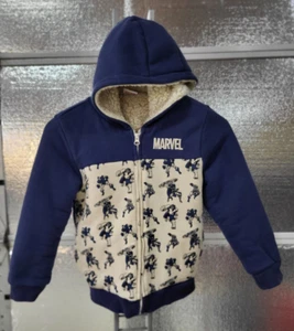 Marvel Kids Jacket - Size 7 - Blue with Super Heroes - Fleece Hoodie - Read - Picture 1 of 5