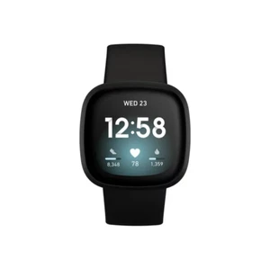 Fitbit Versa 3 Black Aluminum Smart Watch With Band, S/L - Photo 1 sur 3
