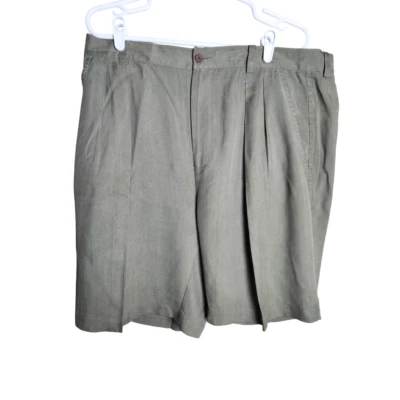 Tommy Bahama 休闲短裤男式 38 W 9 I 码绿色打褶休闲版型 100% 真丝 — 第 1/4 张图片